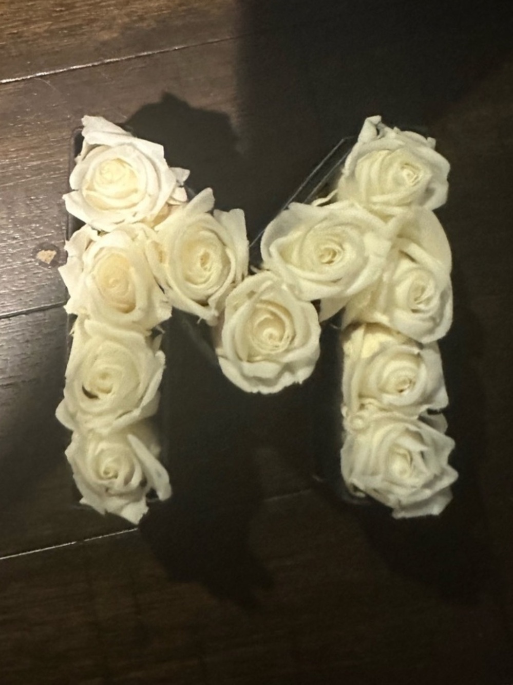 Venus et Fleur-Inspired Ivory Rose Letter M - Decorative Faux Floral Monogram